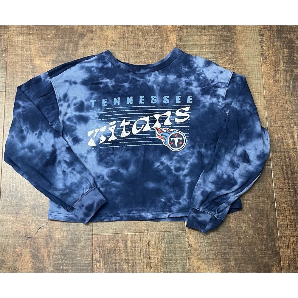 Women's Wear Erin Andrews Navy Blue Tennessee Titans Pullover T Shirt  Cropped